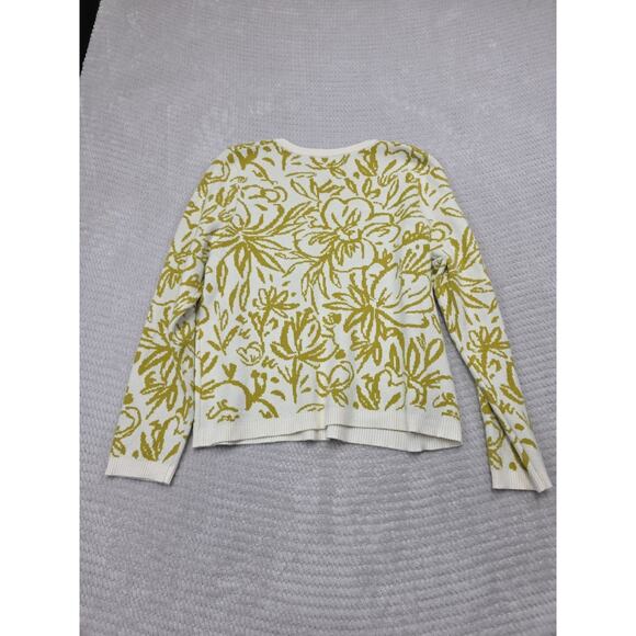 Tahari Sweater Womens XL Cream & Green Floral Hawaiian Print - Picture 6 of 7